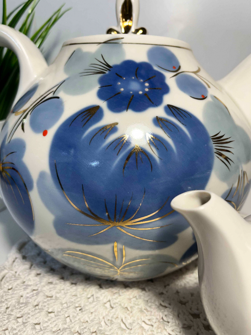 Набор чайников: доливочный и заварочный Городницкий ФЗ 1970-80гг форма Крыжановские, рос Е.З.Рудич. Картинка 5